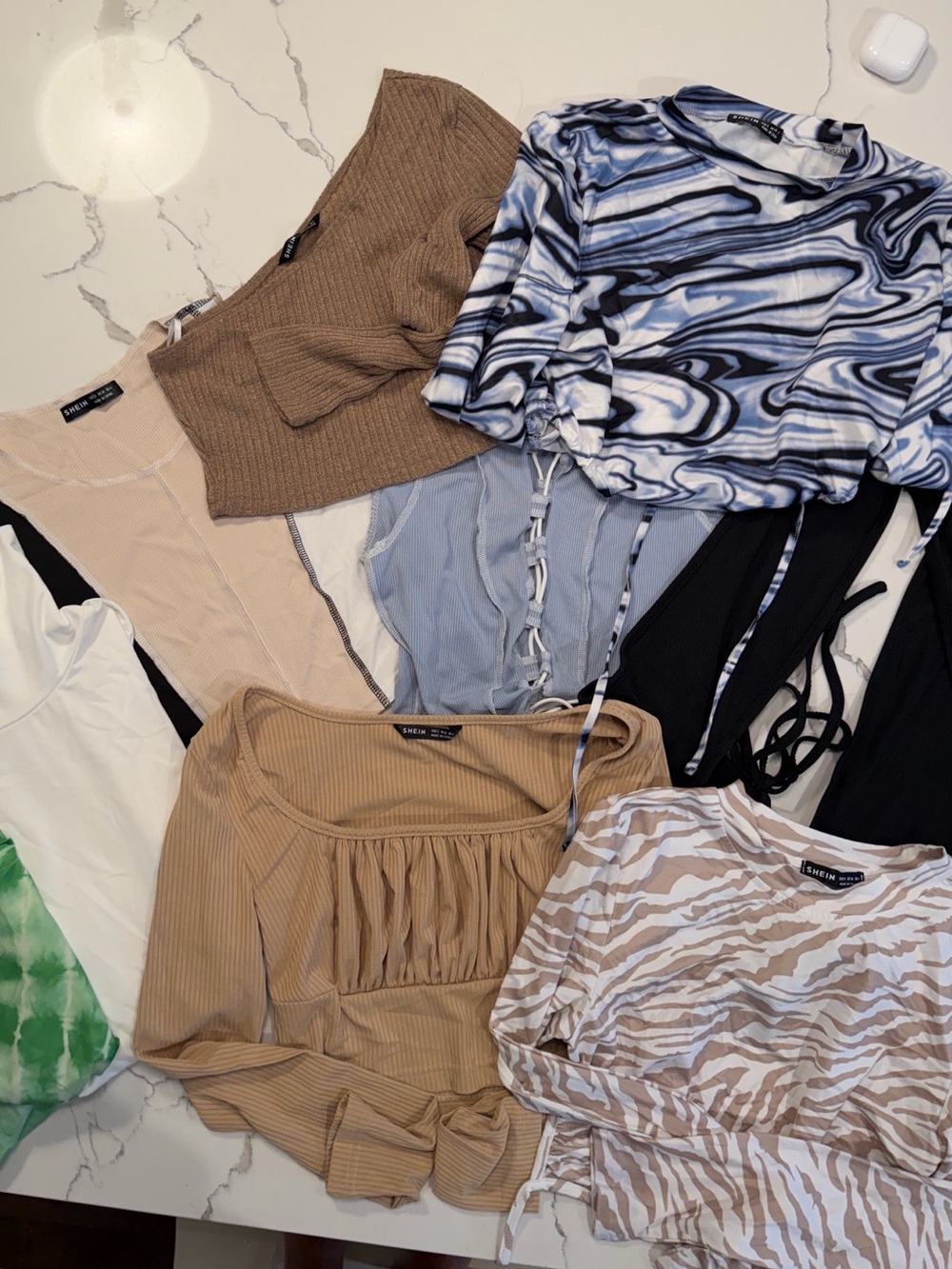 Shein Mixed Women's Tops  Bundle - Beige, Black, Blue, Green. 9 pieces Sz S/4